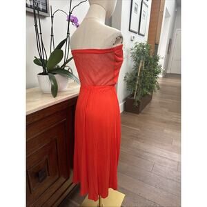 Roxy Strapless Dress Juniors Women Size Small Mesh Back Pure Luxe Hi Lo Midi Red